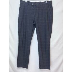 Bruhl Men's Gray Plaid Nizza Straight Leg Dressy Preppy Trousers Pants 36R